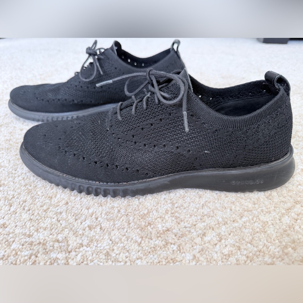 Cole Haan Black Knit Derby Lace-Up Shoes